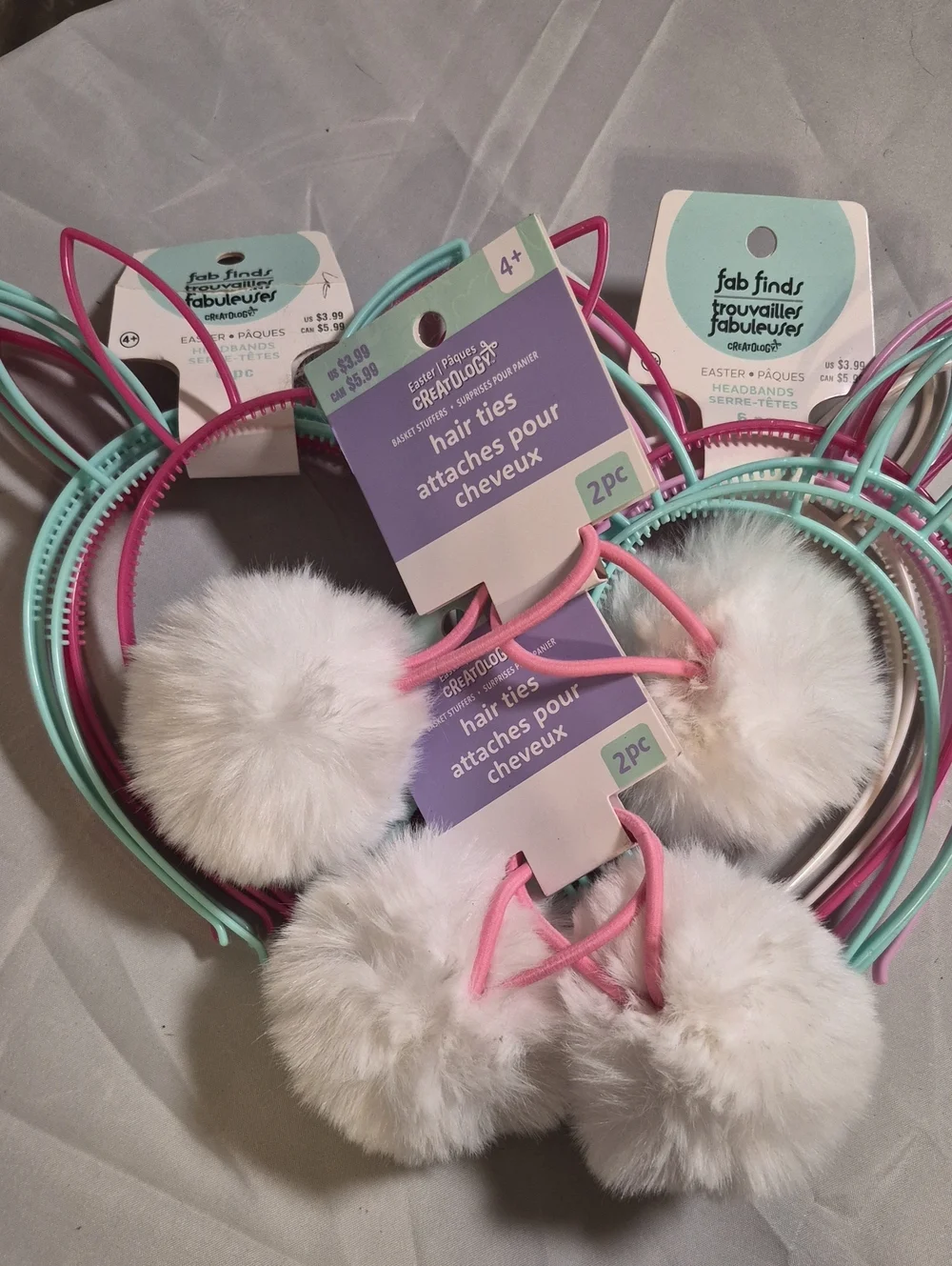 Kids Pom-Pom Headband Set - Pink & Mint